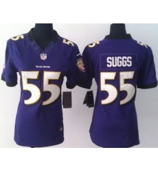 Women Nike Baltimore Ravens 55 Terrell Suggs Purple LIMITED Jerseys