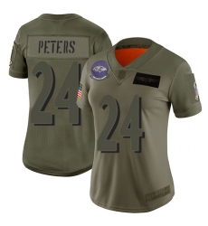 Women Ravens 24 Marcus Peters Camo Stitched Football Limited 2019 Salute to Service Jersey