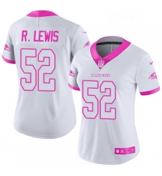 Womens Nike Baltimore Ravens 52 Ray Lewis Limited WhitePink Rush Fashion NFL Jersey