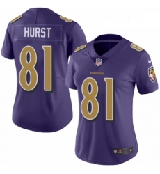 Womens Nike Baltimore Ravens 81 Hayden Hurst Limited Purple Rush Vapor Untouchable NFL Jersey