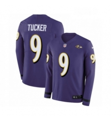 Youth Nike Baltimore Ravens 9 Justin Tucker Limited Purple Therma Long Sleeve NFL Jersey