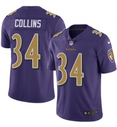 Youth Nike Ravens #34 Alex Collins Purple Stitched NFL Limited Rush Jersey