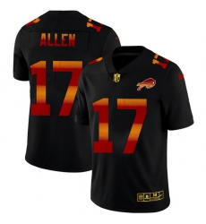 Buffalo Bills 17 Josh Allen Men Black Nike Red Orange Stripe Vapor Limited NFL Jersey