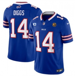 Men Buffalo Bills 14 Stefon Diggs Blue 2023 F U S E  With 3 Star C Ptach And John Madden Patch Vapor Limited Stitched Football Jersey