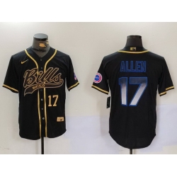 Men Buffalo Bills 17 Josh Allen Black Cool Base Stitched Baseball Jersey 3