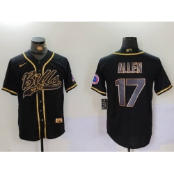 Men Buffalo Bills 17 Josh Allen Black Cool Base Stitched Baseball Jersey 6