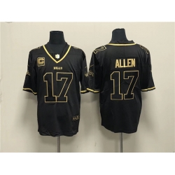 Men Buffalo Bills 17 Josh Allen Black Gold With 4 Star C Patch Limited Stitched Jersey