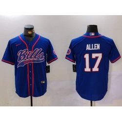 Men Buffalo Bills 17 Josh Allen Blue Team Cool Base Stitched Baseball Jersey