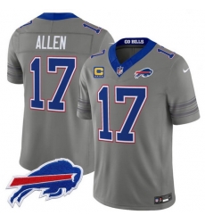 Men Buffalo Bills  17 Josh Allen Gray F U S E  2026 Nickel City With 4 Star C Patch Vapor Stitched Football JerseyS