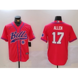 Men Buffalo Bills 17 Josh Allen Red Cool Base Stitched Baseball Jersey 2