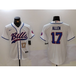 Men Buffalo Bills 17 Josh Allen White Cool Base Stitched Baseball Jersey 2