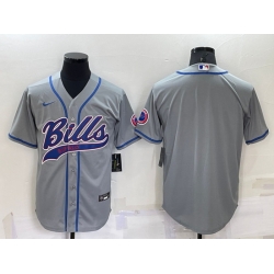 Men Buffalo Bills Blank Gray Cool Base Stitched Baseball Jersey