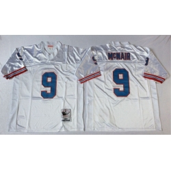 Men Oilers 9 Steve McNair White M&N Throwback Jersey