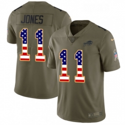 Mens Nike Buffalo Bills 11 Zay Jones Limited OliveUSA Flag 2017 Salute to Service NFL Jersey