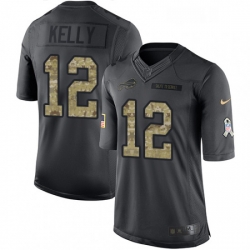 Mens Nike Buffalo Bills 12 Jim Kelly Limited Black 2016 Salute to Service NFL Jersey