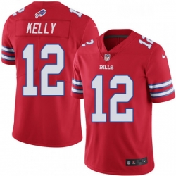 Mens Nike Buffalo Bills 12 Jim Kelly Limited Red Rush Vapor Untouchable NFL Jersey