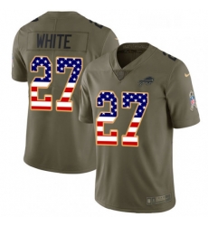 Mens Nike Buffalo Bills 27 TreDavious White Limited OliveUSA Flag 2017 Salute to Service NFL Jersey