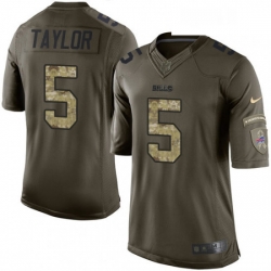 Mens Nike Buffalo Bills 5 Tyrod Taylor Limited Green Salute to Service NFL Jersey