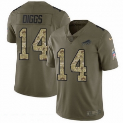 Nike Bills 14 Stefon Diggs Olive Camo Men Stitched NFL Limited 2017 Salute To Service Jersey