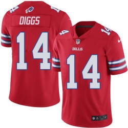 Nike Bills 14 Stefon Diggs Red Men Stitched NFL Limited Rush Jersey