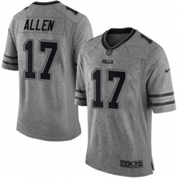 Nike Bills #17 Josh Allen Gray Mens Stitched NFL Limited Gridiron Gray Jersey