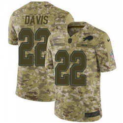 Nike Bills #22 Vontae Davis Camo Mens Stitched NFL Limited 2018 Salute To Service Jersey