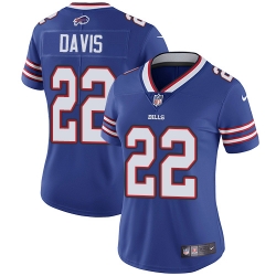 Nike Bills #22 Vontae Davis Royal Blue Team Color Womens Stitched NFL Vapor Untouchable Limited Jersey