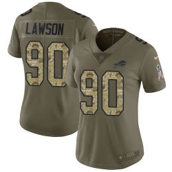 Nike Bills #90 Shaq Lawson Olive Camo Womens Stitched NFL Limited 2017 Salute to Service Jersey