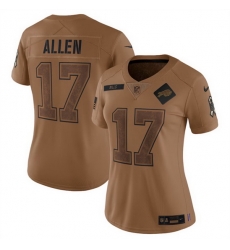 Women Buffalo Bills 17 Josh Allen 2023 Brown Salute To Service Limited Stitched Football Jersey  Run Small