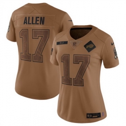 Women Buffalo Bills 17 Josh Allen 2023 Brown Salute To Service Limited Stitched Football Jersey  Run Small