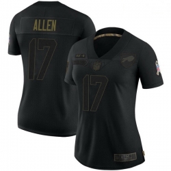 Women Buffalo Bills 17 Josh Allen Black Limited 2020 Salute To Service Jersey