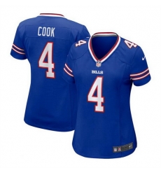 Women Buffalo Bills 4 James Cook Blue Stitched Football Jersey  Run Small