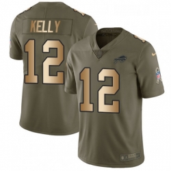 Womens Nike Buffalo Bills 12 Jim Kelly Limited OliveCamo 2017 Salute to Service NFL Jersey