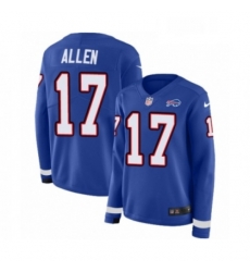 Womens Nike Buffalo Bills 17 Josh Allen Limited Royal Blue Therma Long Sleeve NFL Jersey