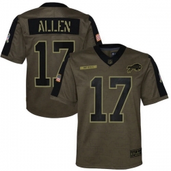 Youth Buffalo Bills Josh Allen Nike Olive 2021 Salute To Service Game Jersey