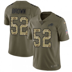 Youth Nike Bills #52 Preston Brown Olive Camo Stitched NFL Limited 2017 Salute to Service Jersey