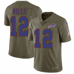 Youth Nike Buffalo Bills 12 Jim Kelly Limited Olive 2017 Salute to Service NFL Jersey