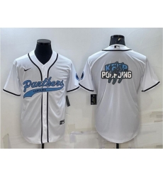 Men Carolina Panthers White Team Big Logo With Patch Cool Base Stitched Baseball Jersey