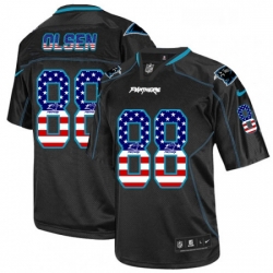 Mens Nike Carolina Panthers 88 Greg Olsen Elite Black USA Flag Fashion NFL Jersey