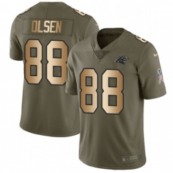 Mens Nike Carolina Panthers 88 Greg Olsen Limited OliveGold 2017 Salute to Service NFL Jersey