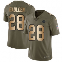 Nike Panthers #28 Rashaan Gaulden Olive Gold Mens Stitched NFL Limited 2017 Salute To Service Jersey