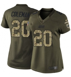 Nike Panthers #20 Kurt Coleman Green Womens Stitched NFL Limited Salute to Service Jersey