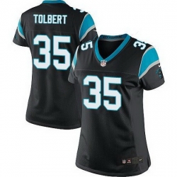 Nike Panthers #35 Mike Tolbert Black Team Color Womens Stitched NFL Elite Jersey