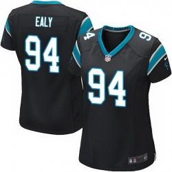 Nike Panthers #94 Kony Ealy Black Team Color Women Stitched NFL Jersey