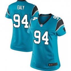 Nike Panthers #94 Kony Ealy Blue Team Color Women Stitched NFL Jersey