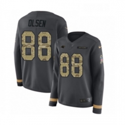 Womens Nike Carolina Panthers 88 Greg Olsen Limited Black Salute to Service Therma Long Sleeve NFL Jersey