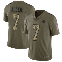 Youth Panthers 7 Kyle Allen Olive Camo Stitched Football Limited 2017 Salute to Service Jersey