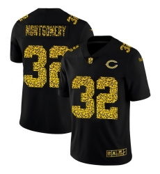 Chicago Bears 32 David Montgomery Men Nike Leopard Print Fashion Vapor Limited NFL Jersey Black