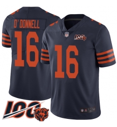 Men Chicago Bears 16 Pat ODonnell Limited Navy Blue Rush Vapor Untouchable 100th Season Football Jersey