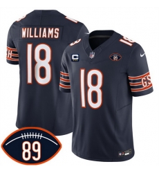 Men Chicago Bears  18 Caleb Williams Navy 2026 With Mike Ditka 89 Patch And 3 star C Patch Vapor Untouchable Limited Stitched Football Jersey